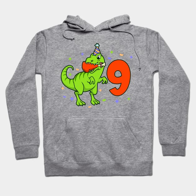 I am 9 with TREX - boy birthday 9 years old Hoodie by Modern Medieval Design